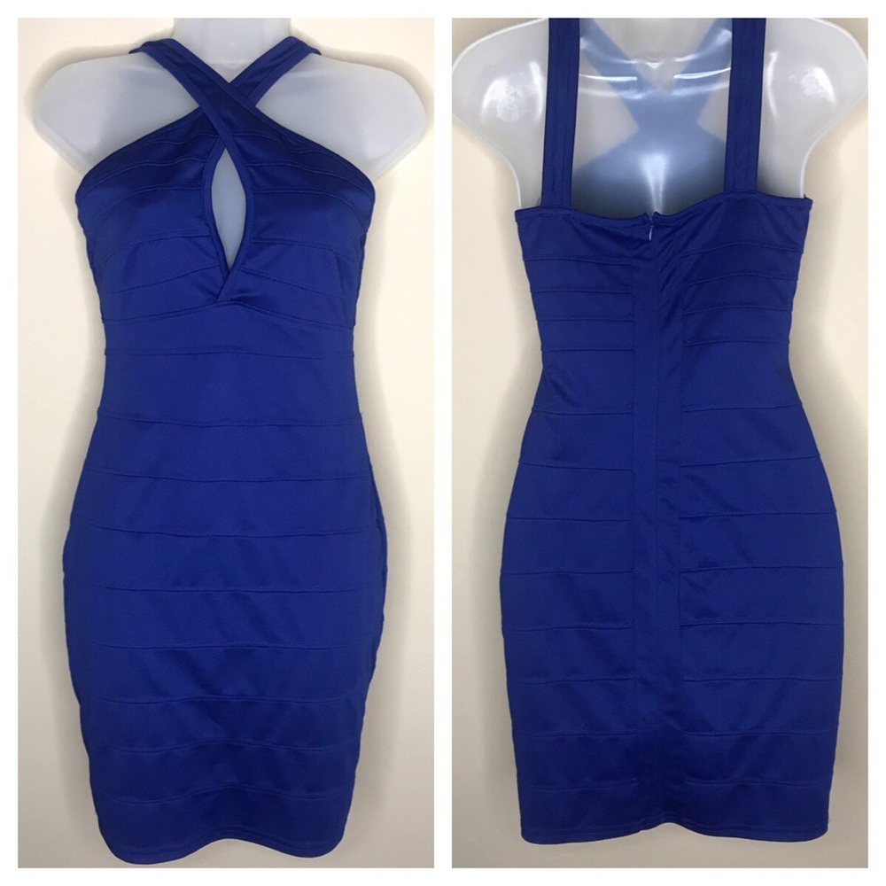 Navy Blue Keyhole Dress